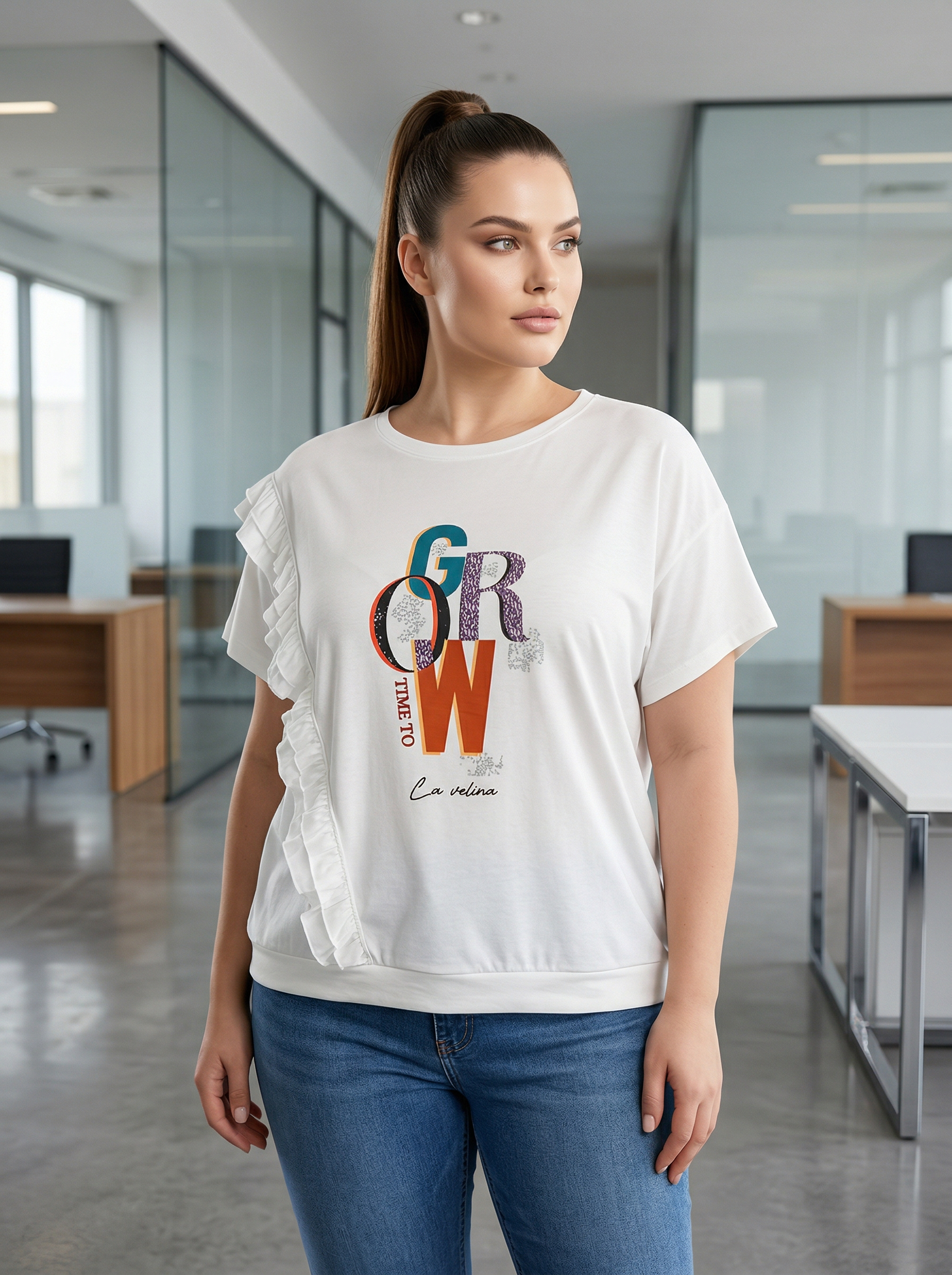 ΜΠΟΥΤΙΚ ΜΠΛΟΥΖΑ ΜΕ ΕΝΤΥΠΩΣΙΑΚΑ ΒΟΛΑΝ PLUS SIZE