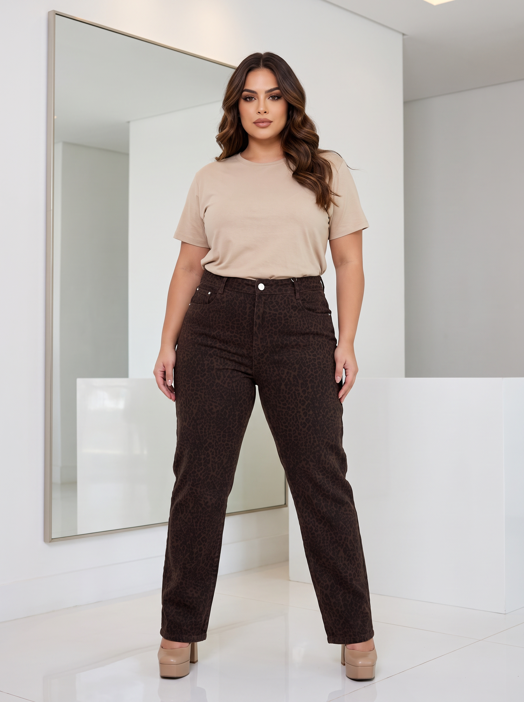 ΕΛΑΣΤΙΚΟ ΤΖΙΝ ΠΑΝΤΕΛΟΝΙ ΜΕ ANIMAL PRINT PLUS SIZE