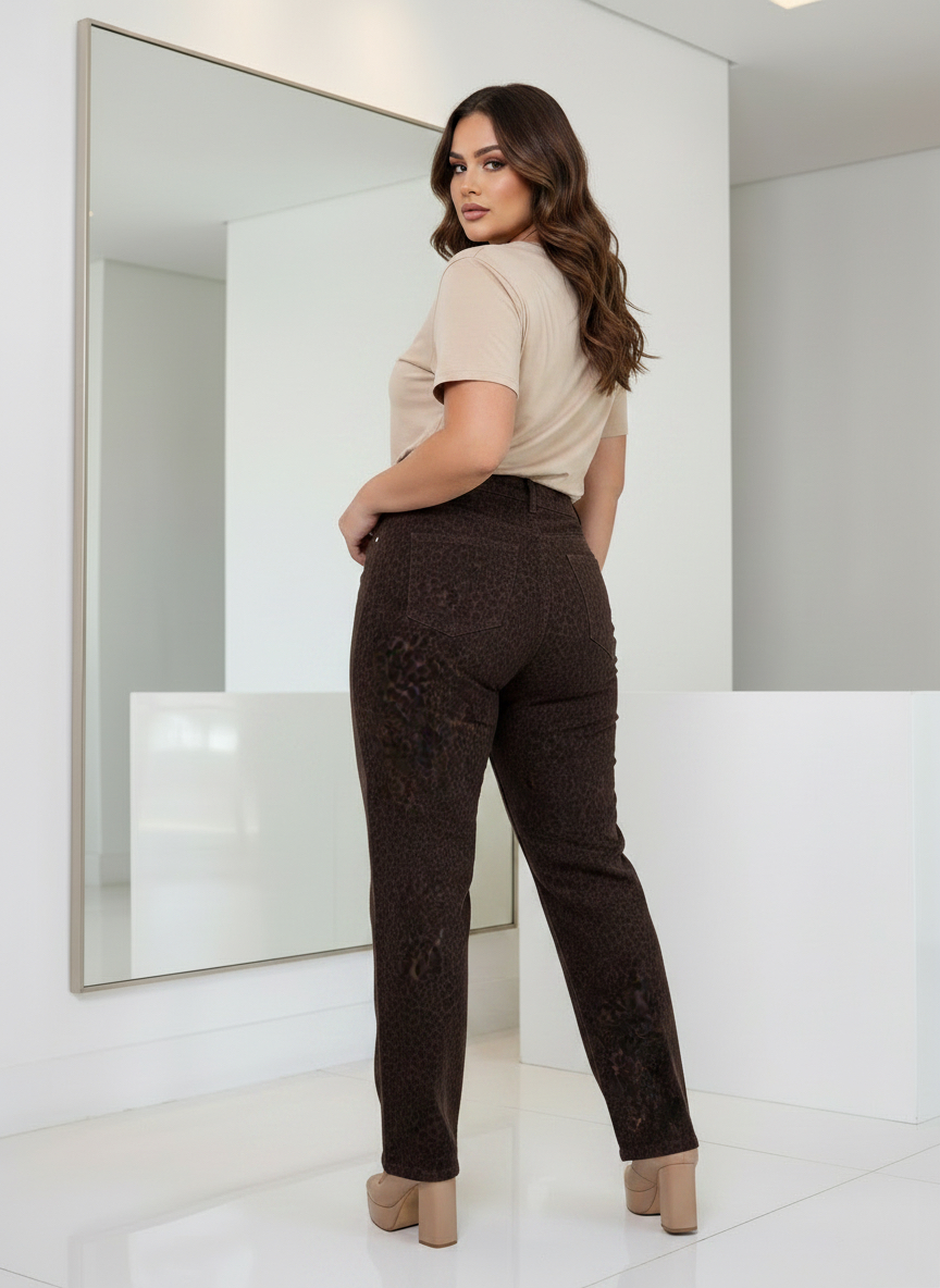 ΕΛΑΣΤΙΚΟ ΤΖΙΝ ΠΑΝΤΕΛΟΝΙ ΜΕ ANIMAL PRINT PLUS SIZE