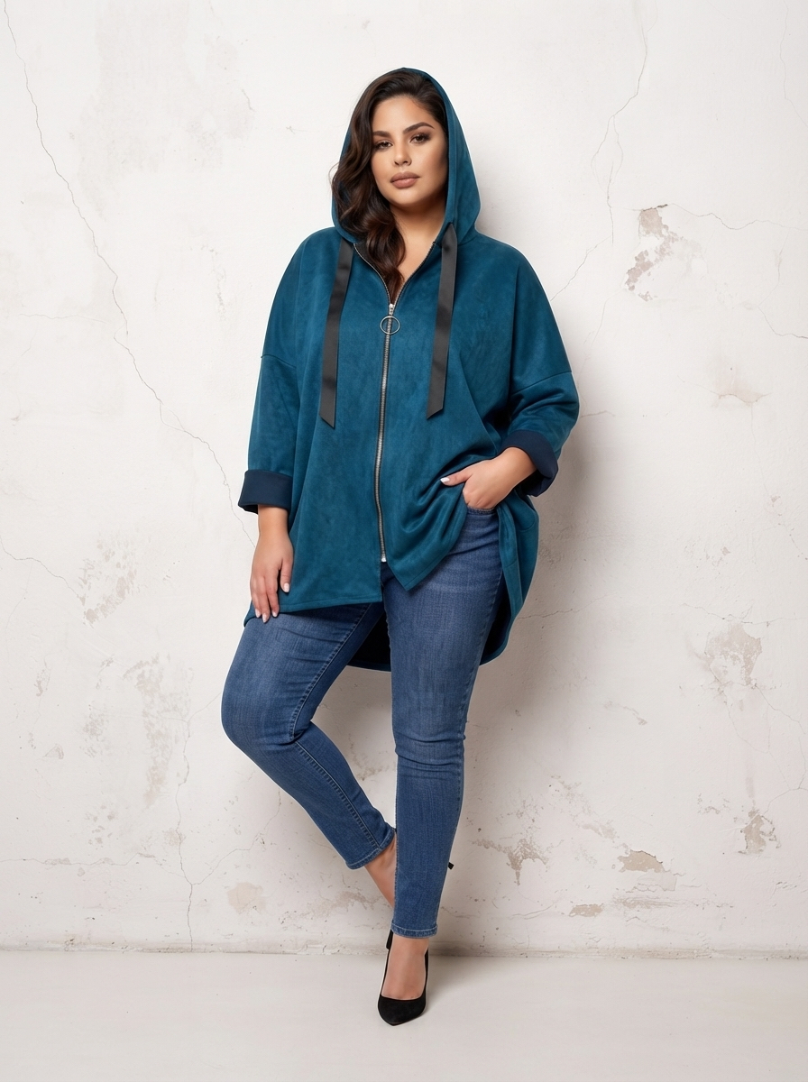 ΦΘΙΝΟΠΩΡΙΝΟ PLUS SIZE ΜΠΟΥΦΑΝ ΑΠΟ ΕΛΑΦΡΥ ΣΟΥΕΤ ΜΕ ΚΟΥΚΟΥΛΑ ΣΕ ΠΕΤΡΟΛ ΧΡΩΜΑ
