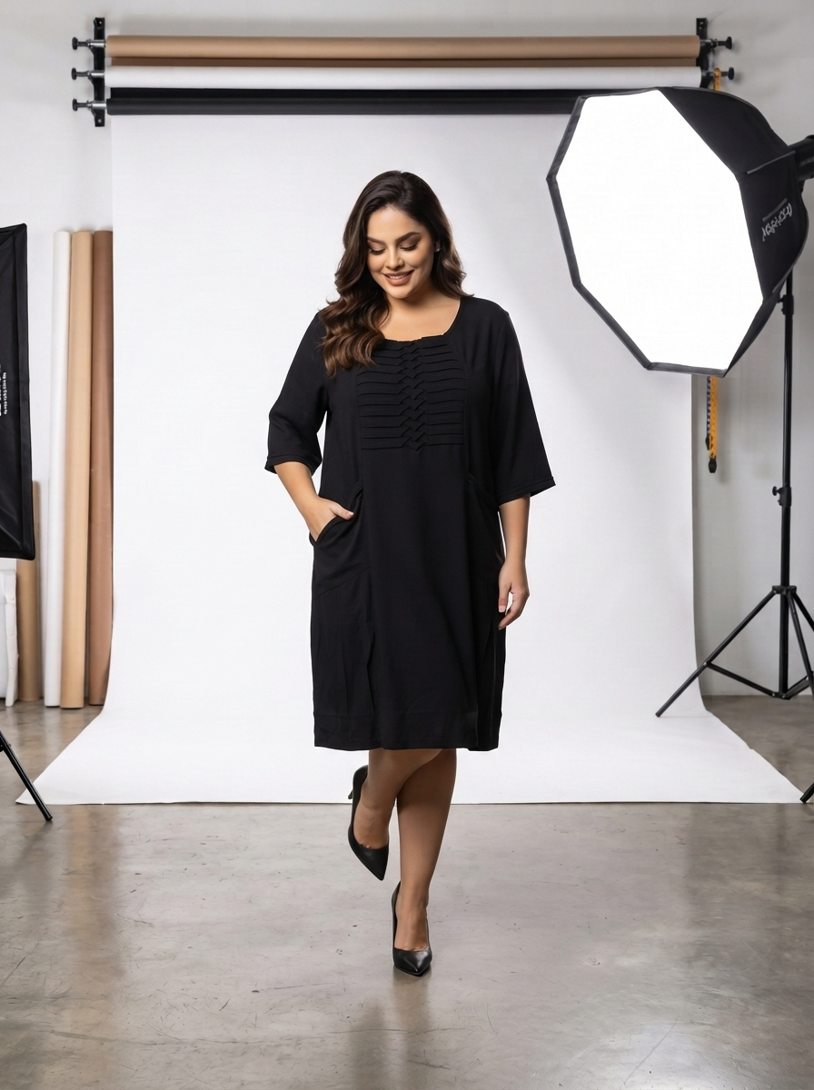 ΣΤΥΛΑΤΟ ΜΑΥΡΟ ΦΟΡΕΜΑ ΣΕ ΜΕΓΑΛΑ ΜΕΓΕΘΗ PLUS SIZE