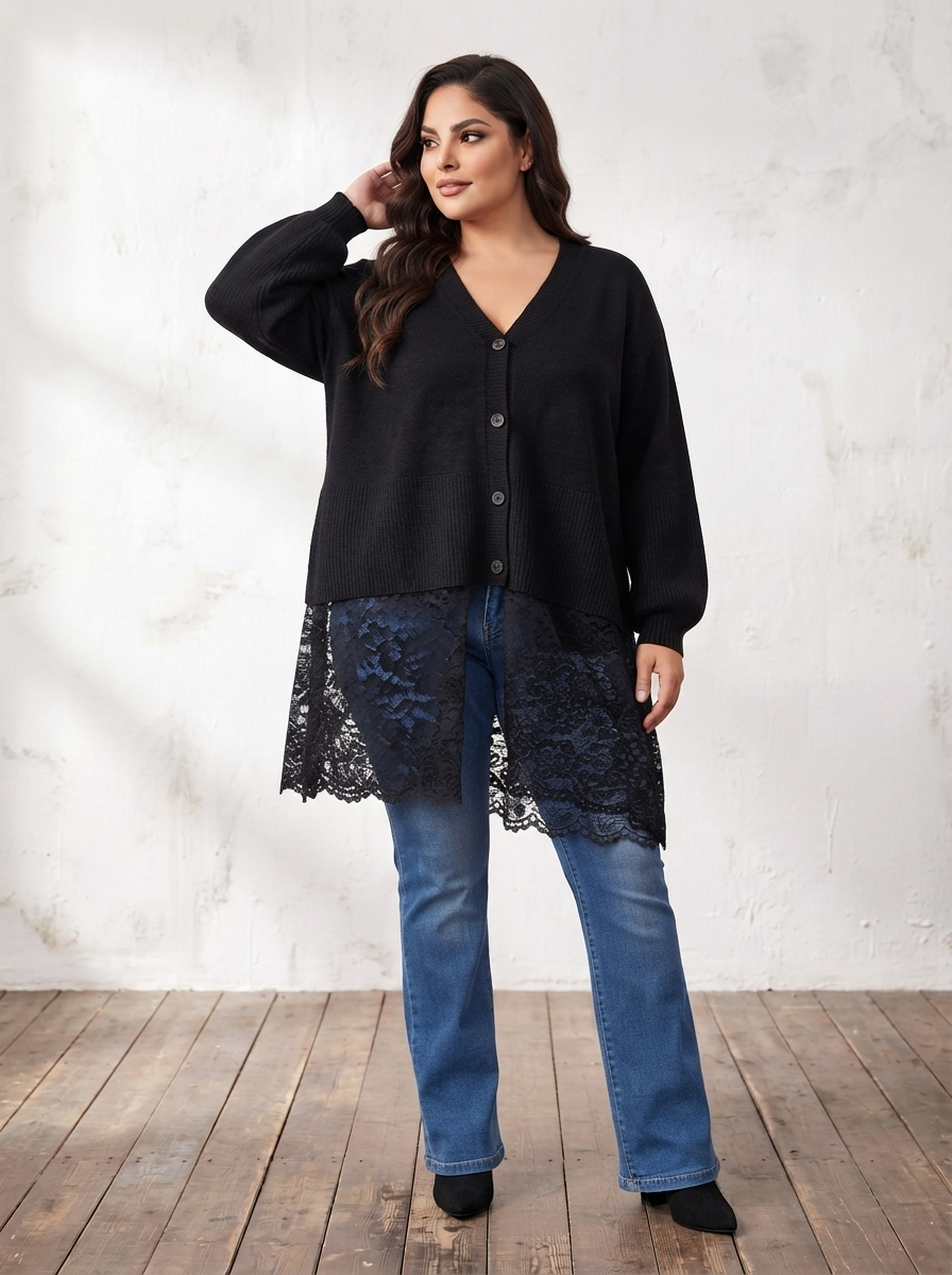 ΜΟΝΤΕΡΝΗ PLUS SIZE ΖΑΚΕΤΑ ΜΕ ΔΙΑΚΡΙΤΙΚΗ ΔΑΝΤΕΛΑ – ΤΡΕΝΤΙ ΜΟΝΤΕΛΟ