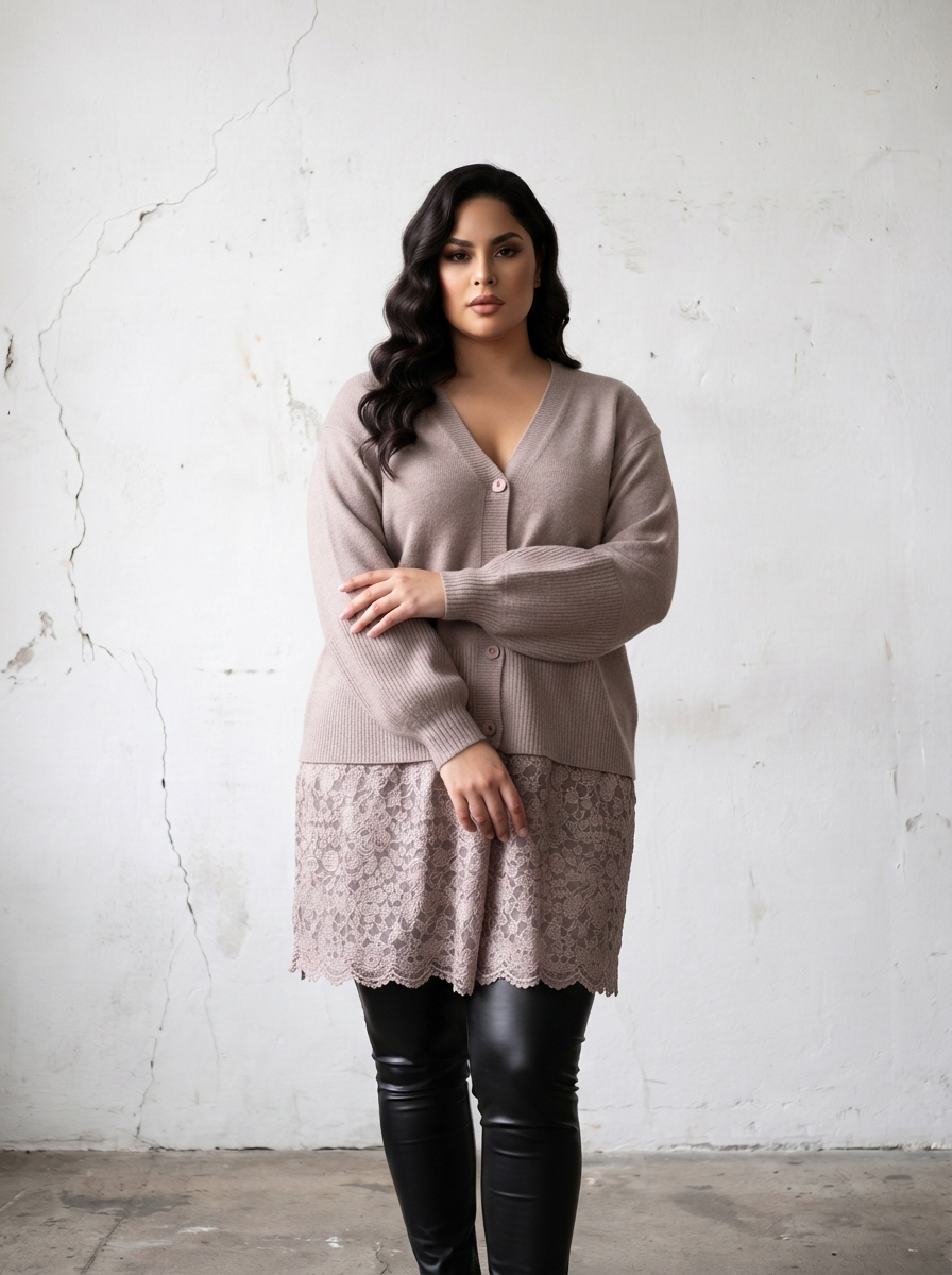 ΜΟΝΤΕΡΝΗ PLUS SIZE ΖΑΚΕΤΑ ΣΕ ΧΡΩΜΑ ΠΟΥΔΡΑΣ ΜΕ ΔΙΑΚΡΙΤΙΚΗ ΔΑΝΤΕΛΑ – ΤΡΕΝΤΙ ΜΟΝΤΕΛΟ