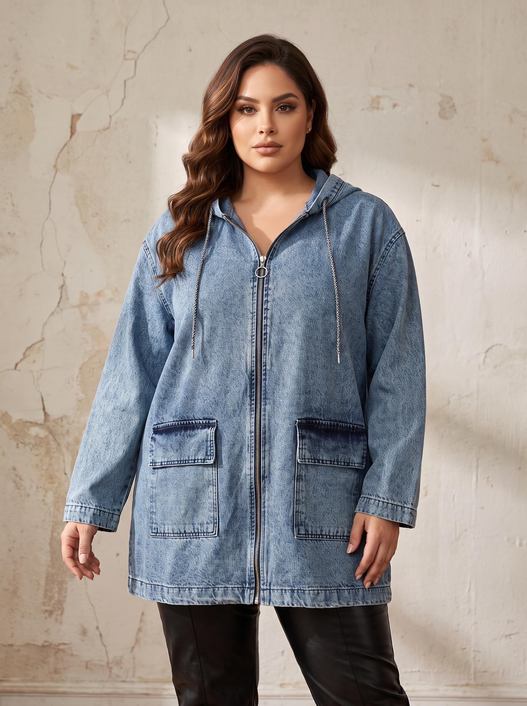 ΜΟΝΤΕΡΝΟ ΤΖΙΝ ΜΠΟΥΦΑΝ ΣΕ ΑΝΟΙΧΤΟ DENIM ΣΕ ΜΕΓΑΛΑ ΜΕΓΕΘΗ