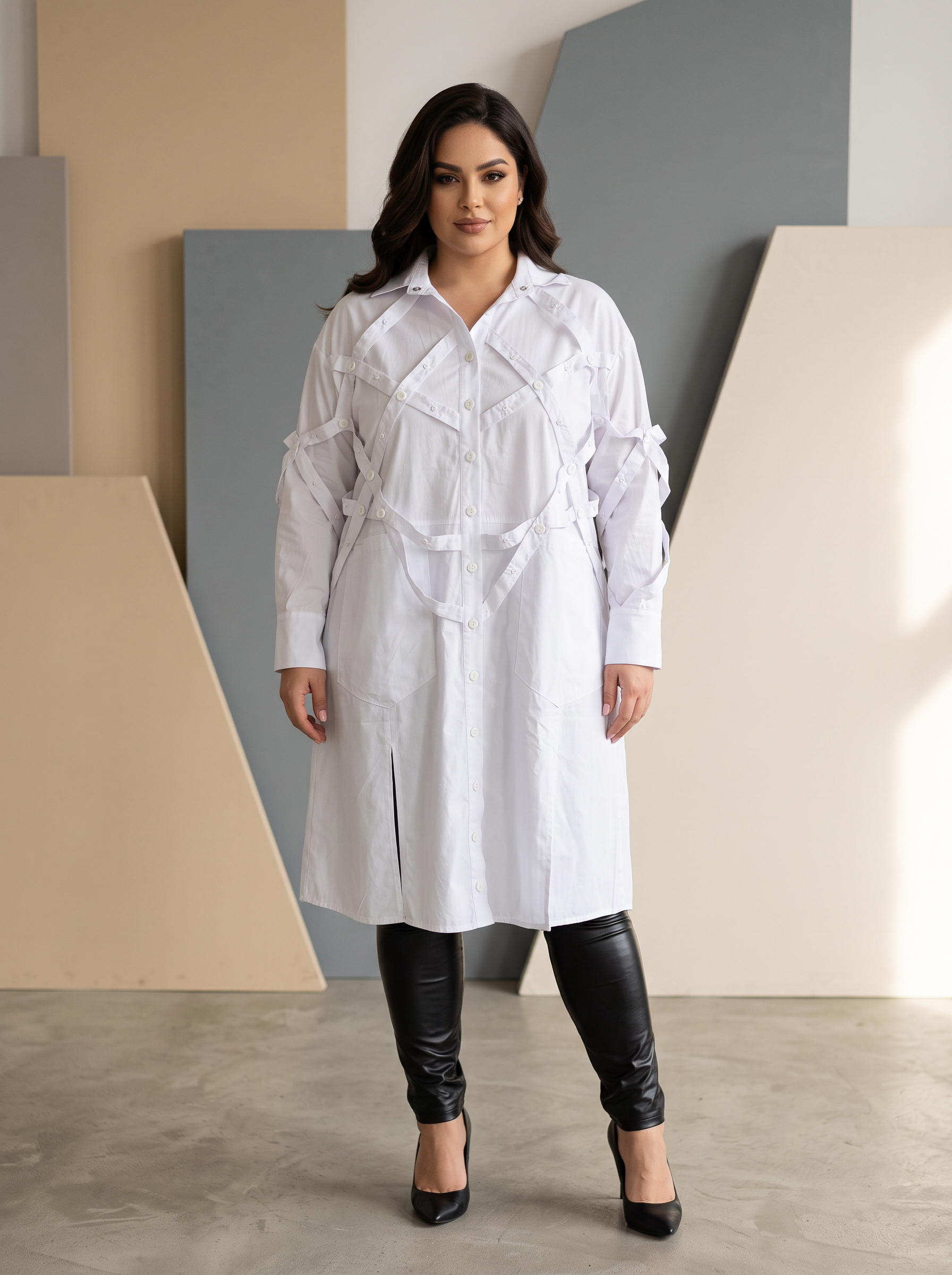 ΜΑΚΡΥΑ DESIGNER ΠΟΥΚΑΜΙΣΑ ΣΕ ΛΕΥΚΟ ΧΡΩΜΑ ΣΕ ΜΕΓΑΛΑ ΜΕΓΕΘΗ