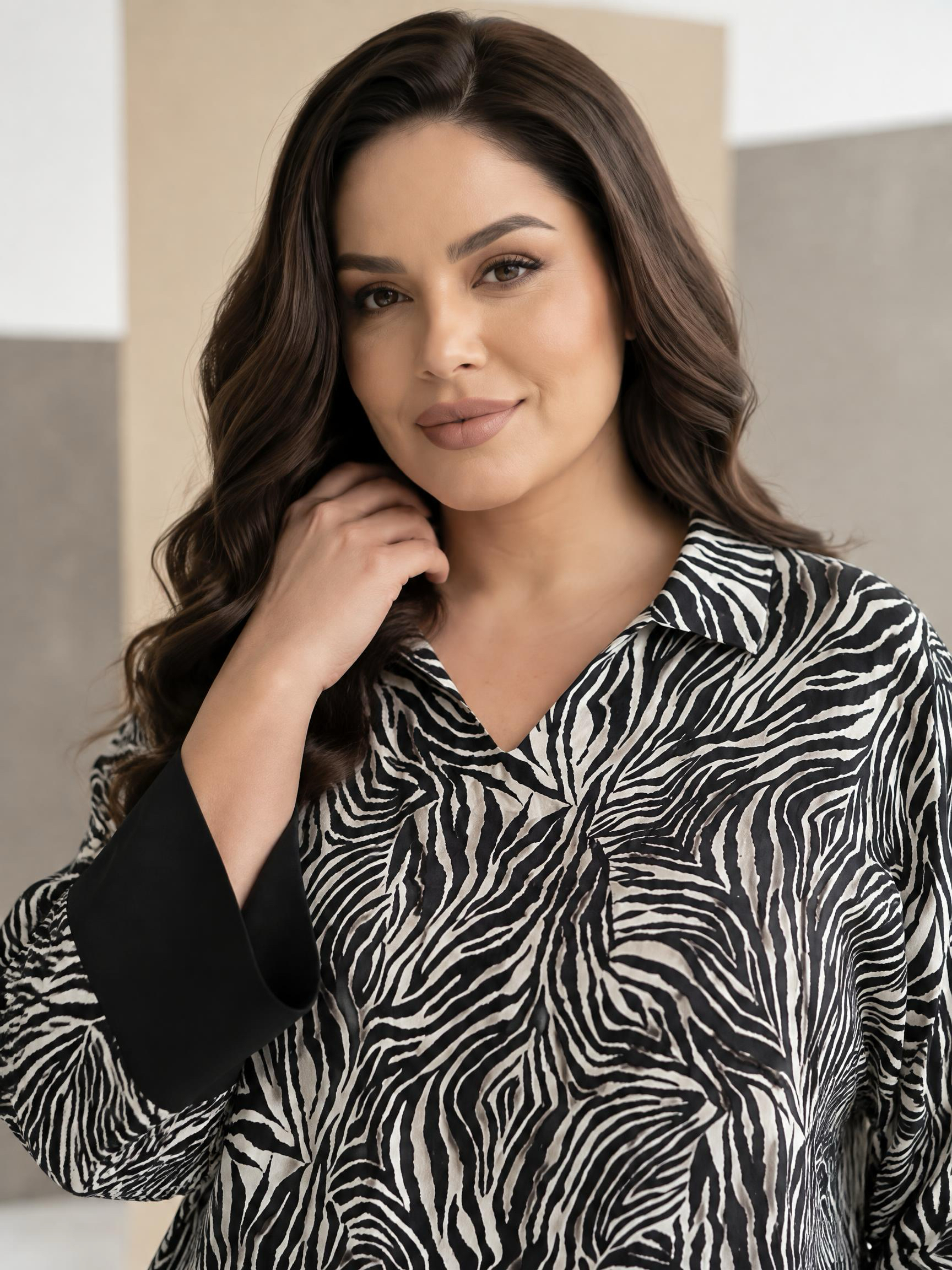 ΑΣΥΜΜΕΤΡΗ ΣΑΤΕΝ ΜΠΛΟΥΖΑ ΜΕ ANIMAL PRINT