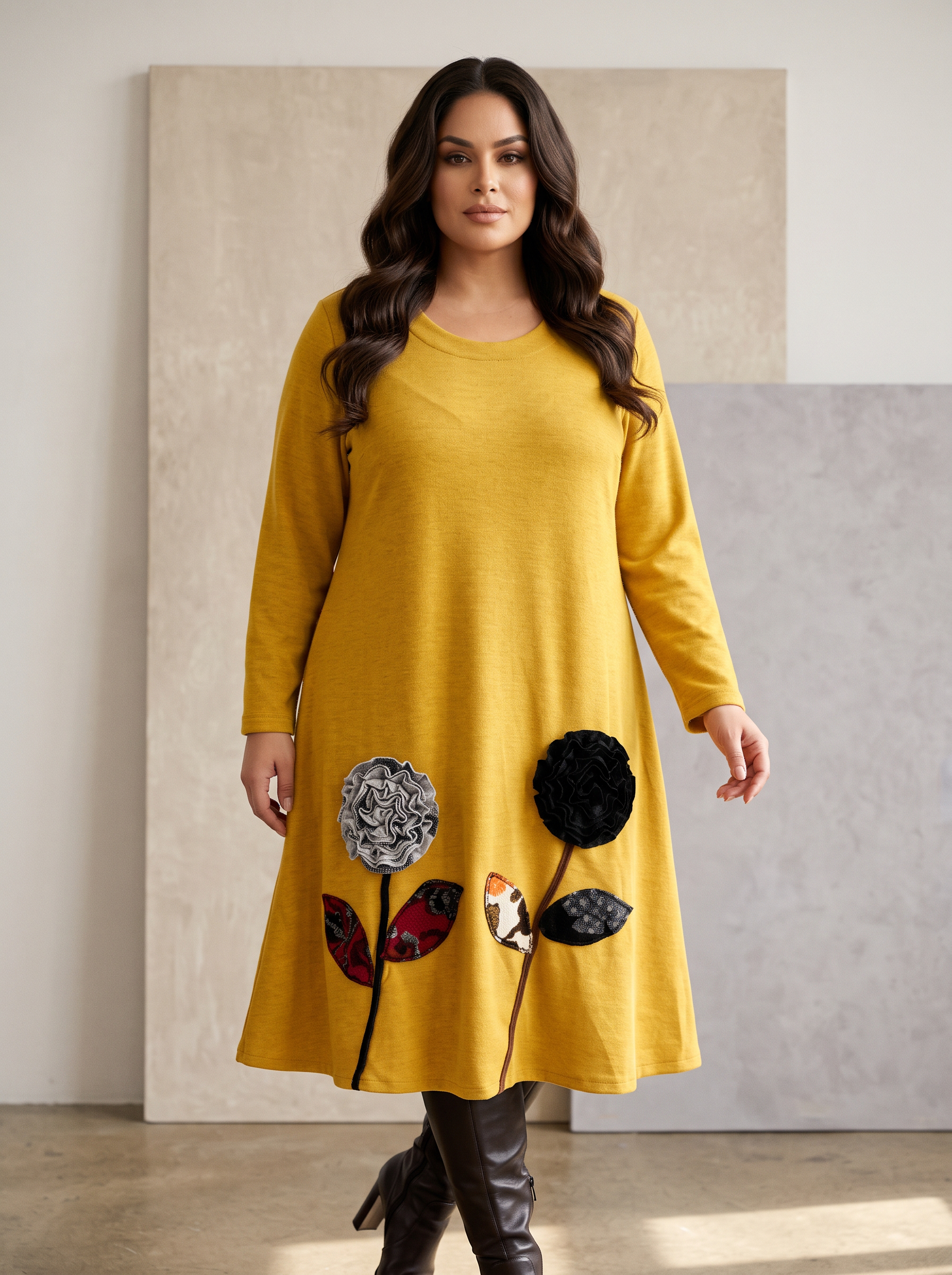 ΧΟΝΤΡΟ ΦΟΡΕΜΑ ΚΛΟΣ ΜΕ 3D ΛΟΥΛΟΥΔΙΑ ΣΕ ΚΙΤΡΙΝΟ ΧΡΩΜΑ