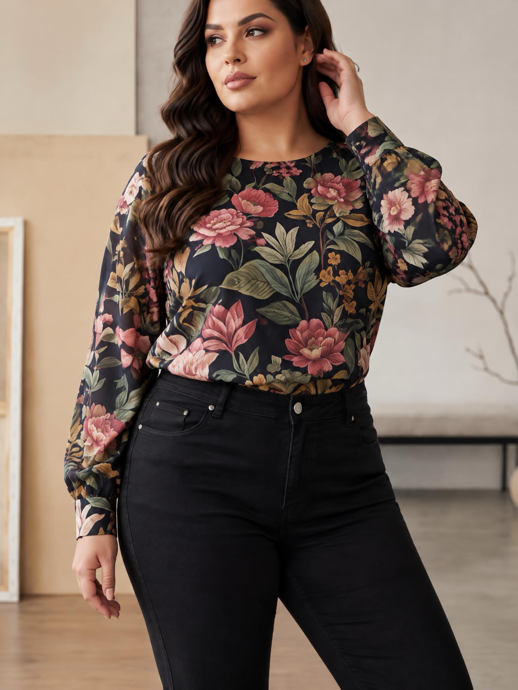 ΜΑΥΡΟ ΕΛΑΣΤΙΚΟ ΤΖΙΝ ΜΕ ΜΟΝΤΕΡΝΑ ΕΜΦΑΝΙΣΗ PLUS SIZE