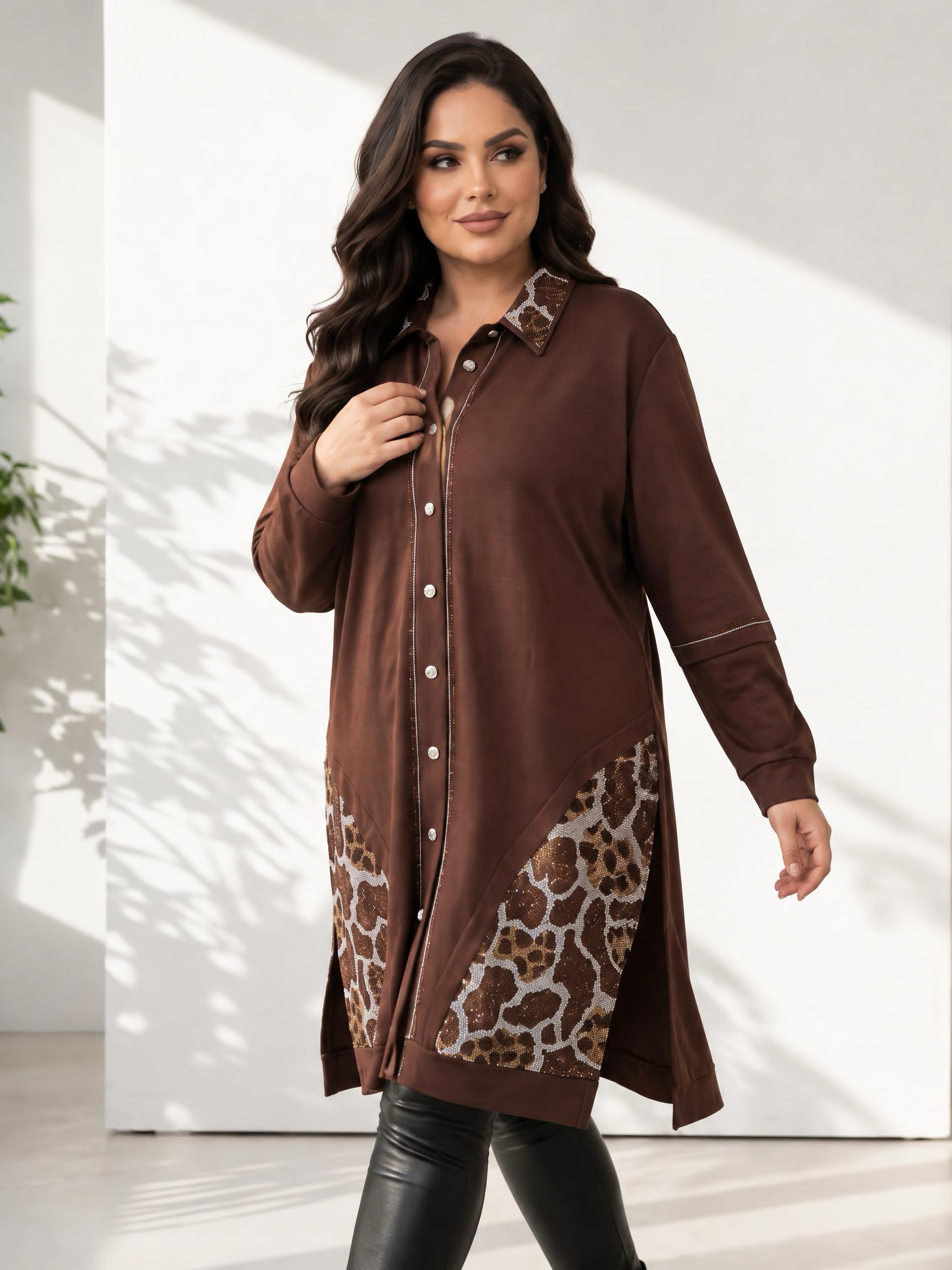 ΚΟΜΨΟ ΚΑΦΕ ΠΟΥΚΑΜΙΣΟ ΜΕ ΟΜΟΡΦΗ ΛΑΜΨΗ PLUS SIZE ΜΟΝΤΕΛΟ