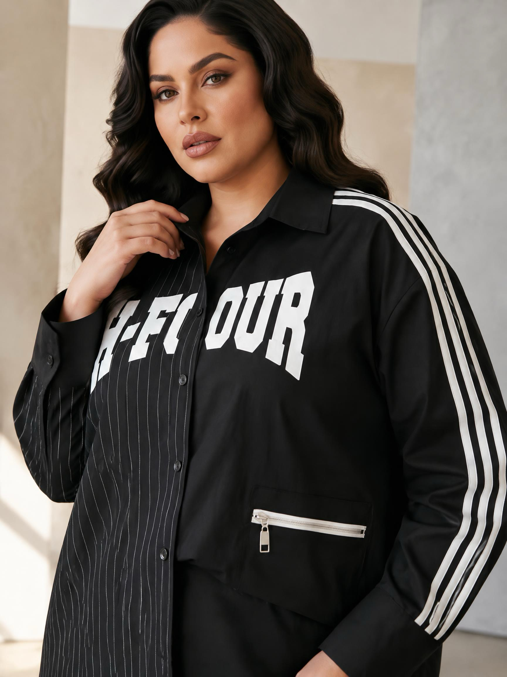 ΜΟΝΤΕΡΝΟ ΕΝΤΥΠΩΣΙΑΚΟ ΠΟΥΚΑΜΙΣΟ PLUS SIZE ΜΟΝΤΕΛΟ