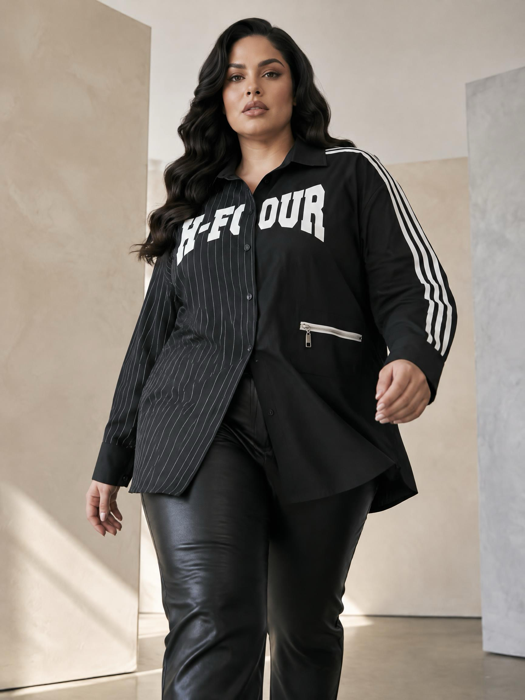 ΜΟΝΤΕΡΝΟ ΕΝΤΥΠΩΣΙΑΚΟ ΠΟΥΚΑΜΙΣΟ PLUS SIZE ΜΟΝΤΕΛΟ
