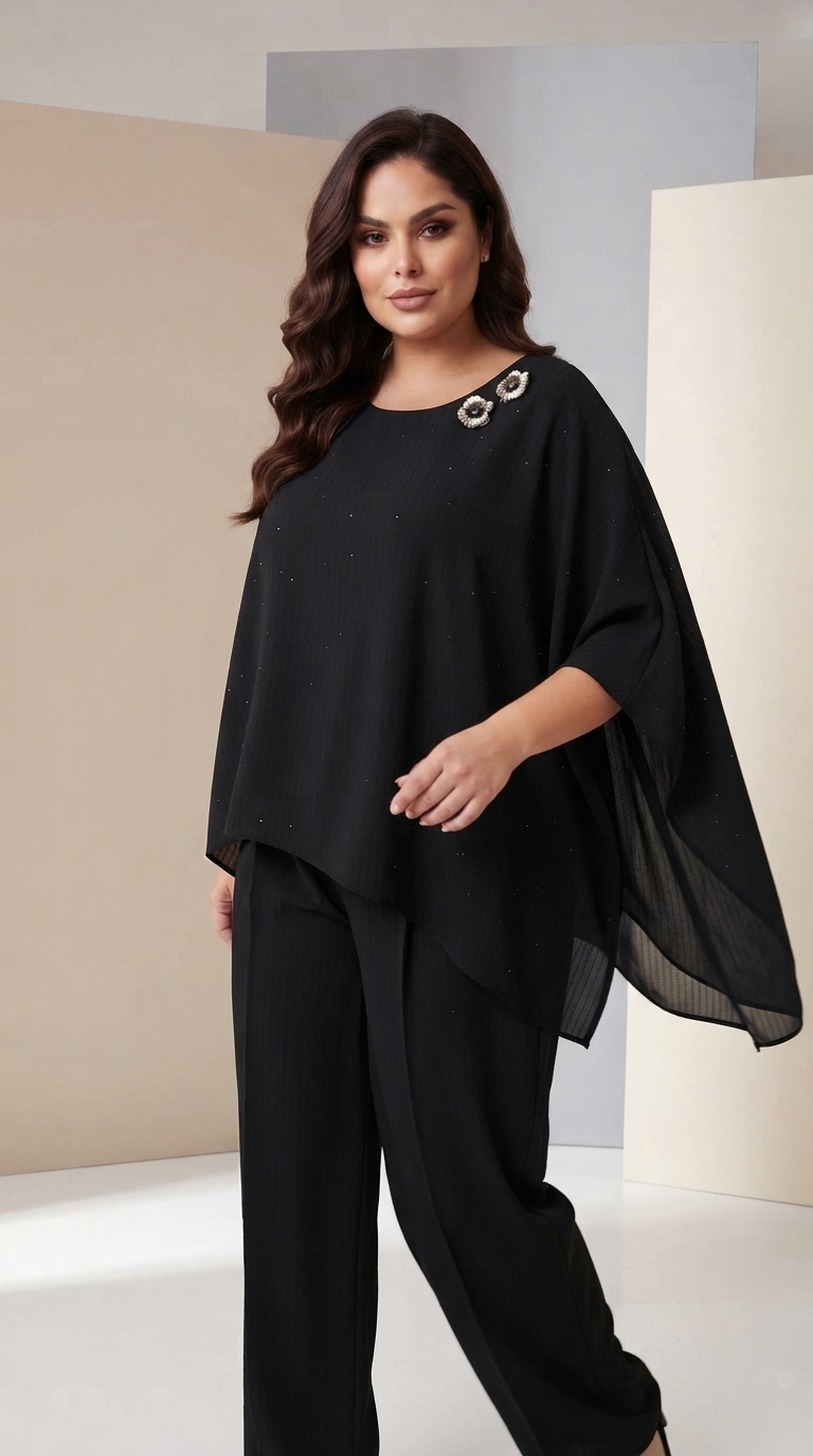 ΣΧΕΔΙΑΣΤΙΚΟ ΜΑΥΡΟ ΣΕΤ ΜΕ ΑΣΥΜΜΕΤΡΗ ΤΟΥΝΙΚ PLUS SIZE