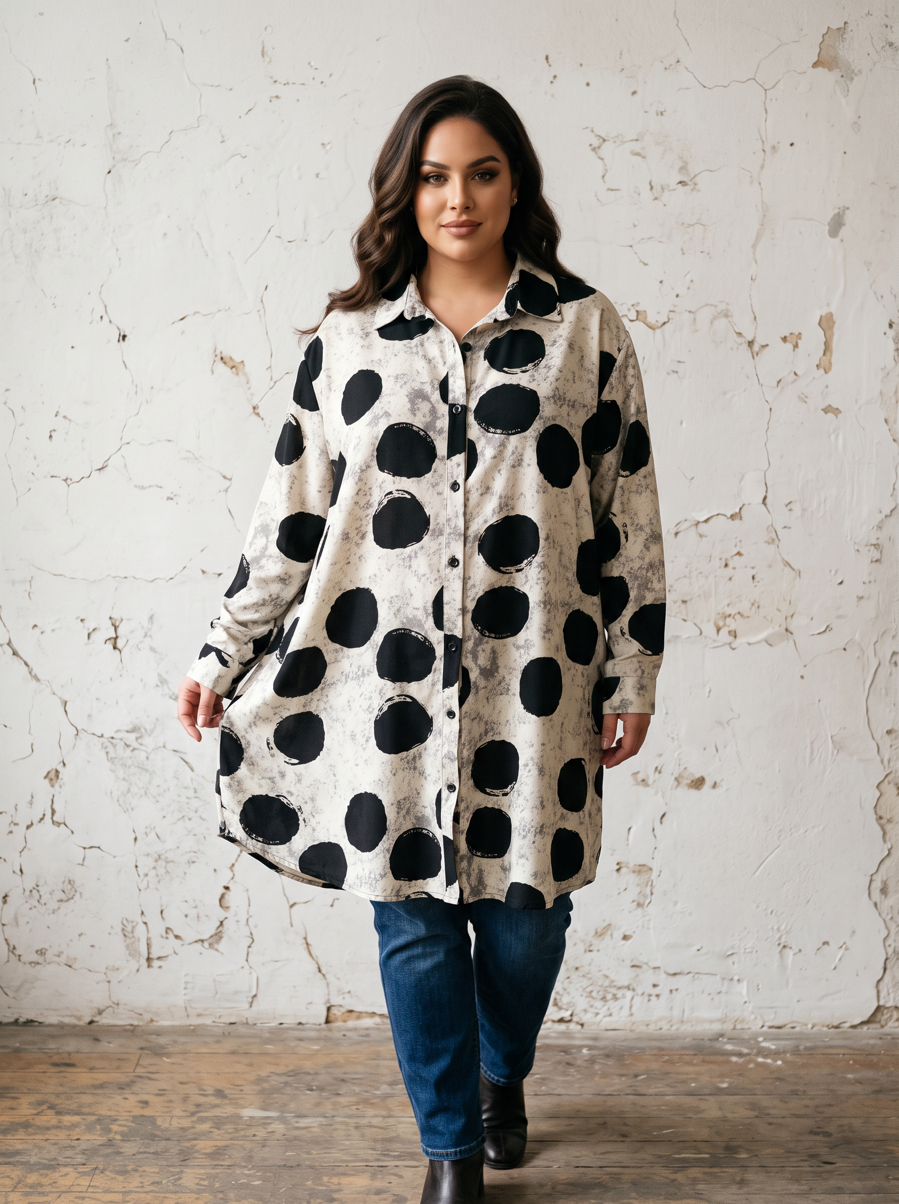 PLUS SIZE ΚΟΜΨΟ ΠΟΥΚΑΜΙΣΟ ΕΚΡΟΥ ΜΕ ΠΟΥΑ