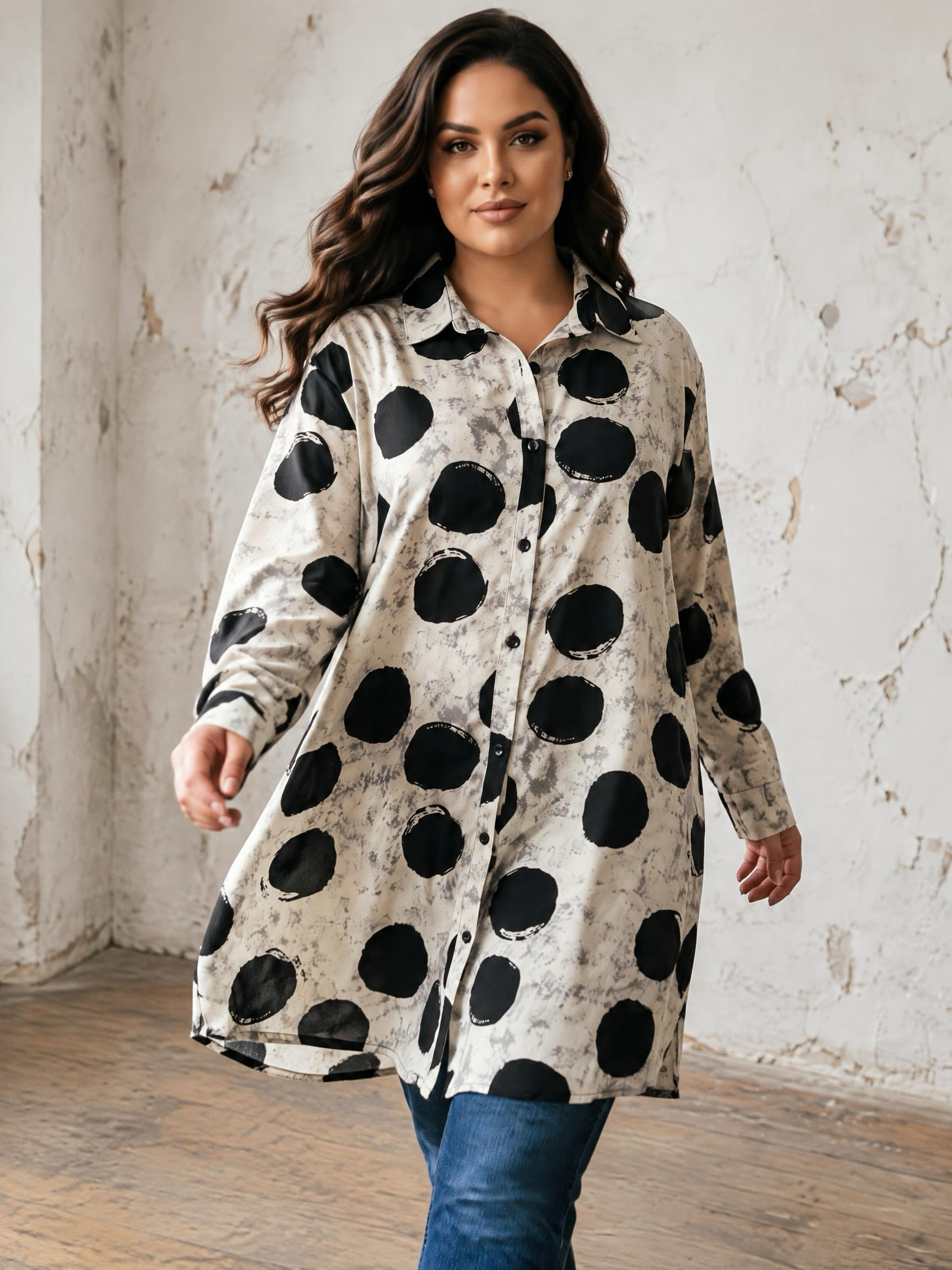 PLUS SIZE ΚΟΜΨΟ ΠΟΥΚΑΜΙΣΟ ΕΚΡΟΥ ΜΕ ΠΟΥΑ