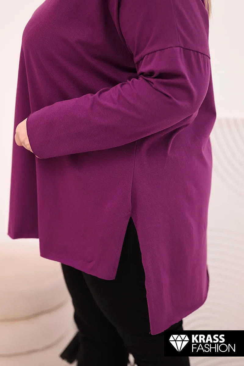 PLUS SIZE ΤΟΥΝΙΚΑ ΣΕ ΜΠΟΡΝΤΟ ΧΡΩΜΑ ΜΕ ΑΣΥΜΜΕΤΡΗ ΓΡΑΜΜΗ