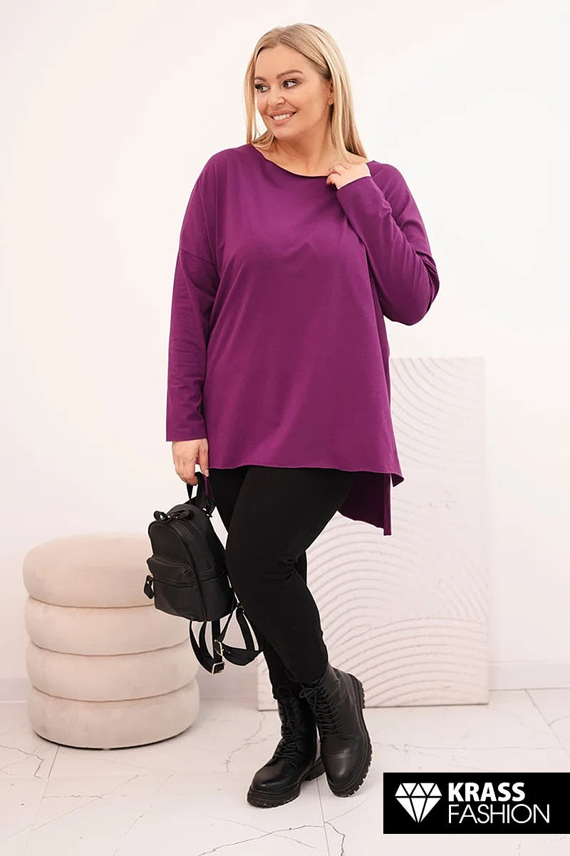 PLUS SIZE ΤΟΥΝΙΚΑ ΣΕ ΜΠΟΡΝΤΟ ΧΡΩΜΑ ΜΕ ΑΣΥΜΜΕΤΡΗ ΓΡΑΜΜΗ