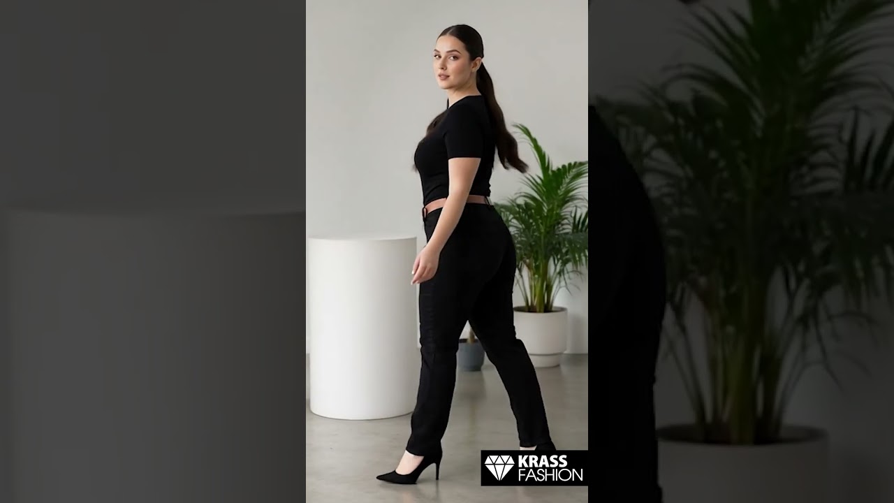 ΚΟΜΨΟ ΜΟΝΤΕΛΟ ΤΖΙΝ ΣΕ ΜΑΥΡΟ PLUS SIZE ΜΕ ΖΩΝΗ
