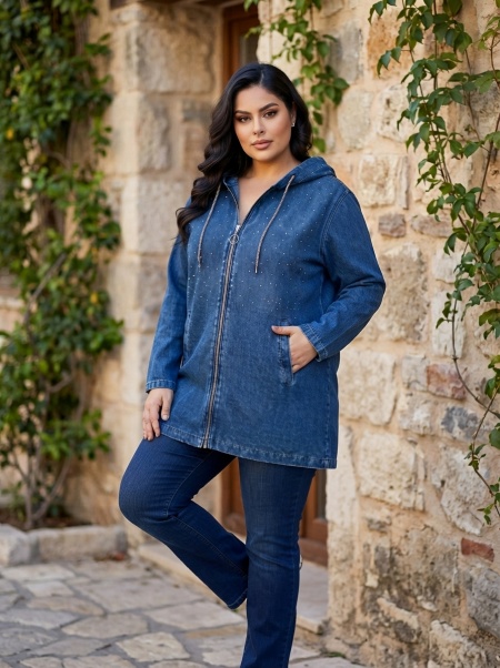 ΜΟΝΤΕΡΝΟ PLUS SIZE ΤΖΙΝ ΜΠΟΥΦΑΝ ΜΕ ΔΙΑΚΡΙΤΙΚΗ ΛΑΜΨΗ