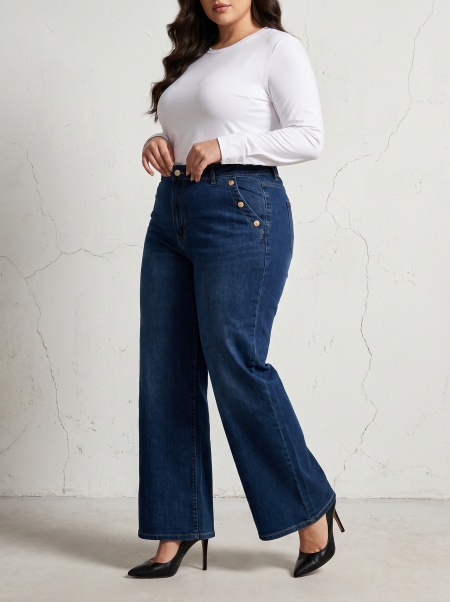ΤΖΙΝ ΣΕ ΣΚΟΥΡΟ DENIM ΜΕ ΦΑΡΔΙΑ ΓΡΑΜΜΗ ΣΕ ΜΕΓΑΛΑ ΜΕΓΕΘΗ