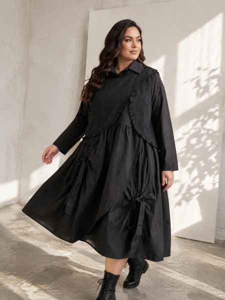 DESIGNER ΜΑΥΡΟ ΦΟΡΕΜΑ ΜΕ ΑΣΥΜΜΕΤΡΟ ΜΠΡΟΣΤΙΝΟ ΜΕΡΟΣ