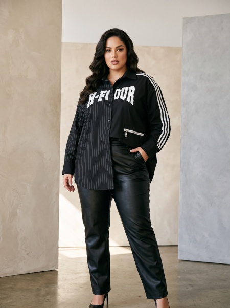 ΜΟΝΤΕΡΝΟ ΕΝΤΥΠΩΣΙΑΚΟ ΠΟΥΚΑΜΙΣΟ PLUS SIZE ΜΟΝΤΕΛΟ